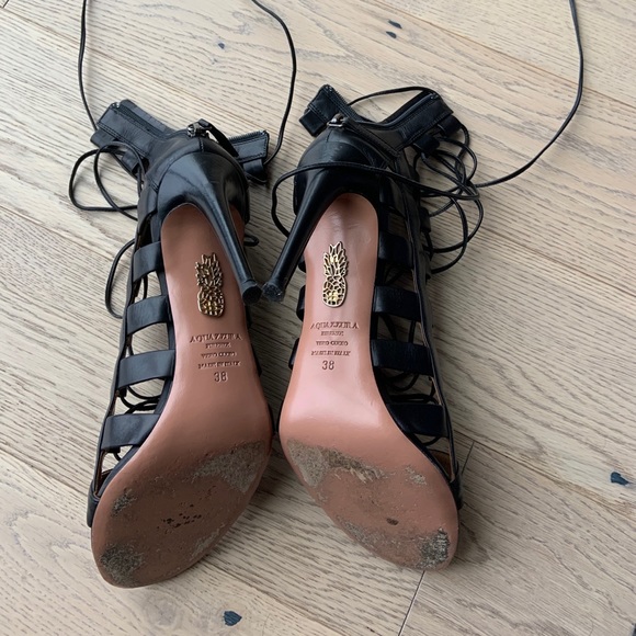 AQUAZZURA - AMAZON LEATHER LACE-UP SANDALS - black - Picture 10 of 16